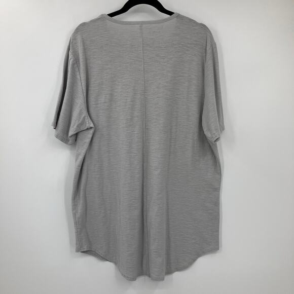 Carbon Gray Basic Longer Length Lightweight Crew Neck Short Sleeve Tee T Shirt - Picture 3 of 6